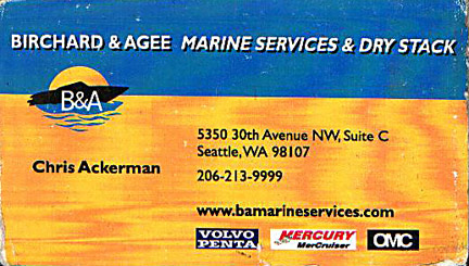 Chris Ackerman, Birchard and Agee Business Card, Seattle